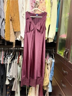 Old Navy Satin Slip Dress in Wine